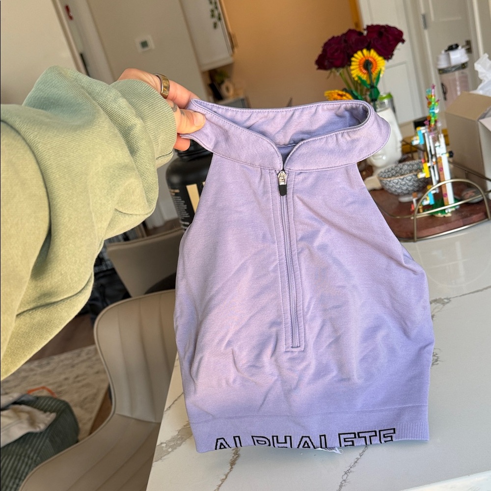 Alphalete Lavender Zip-Front Crop Top